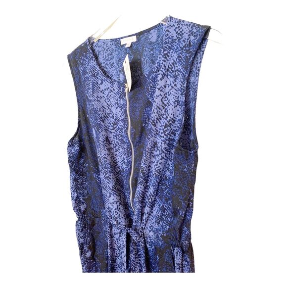 Cache Snake Print Zipper Jumpsuit Blue Size L Sleeveless Drawstring Waist NWT - Picture 2 of 6